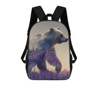 sinyumoney Lavender Field with Bear Kinder-Freizeitrucksack Schultasche Für Teenager Mädchen Jungen Bücherrucksack Rucksack 17inch