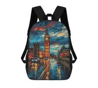 sinyumoney London Night Lights Reflections Schultaschen Modischer Schreibwarenrucksack Wasserdichter Freizeitrucksack Für Männer, Frauen Und Teenager 17inch