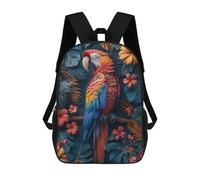 sinyumoney Macaw in Tropical Paradise Rucksäcke 3D-gedruckt Kinder Schulrucksack Outdoor Freizeit Tagesrucksack Modische Freizeit Rucksäcke Kinder Rucksäcke Süße Reisetaschen 17inch