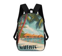 sinyumoney Maldives Paradise Huts Schulrucksack, Wasserabweisender Reiserucksack, Computertasche Für Schule/Arbeit/Reisen 17inch