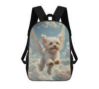 sinyumoney Maltese Dog with Angel Wings Pet Sympathy Gift Dog with Wings Großer, Leichter Freizeitrucksack Für Campus, Outdoor-Aktivitäten, Reisen Und Sport 17inch