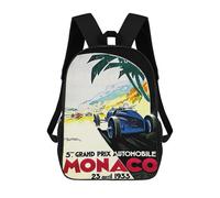 sinyumoney Modischer Rucksack mit 3D-Druck, für Kinder, Gamer, Hase, Schulrucksack für Jungen und Mädchen, Schulrucksack für Grundschule, Rucksack für Jugendliche, Monaco Grand Prix 1934, 17"