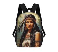 sinyumoney Native American Woman Portrait Schultaschen Rucksack Freizeit Tagesrucksack Schule Arbeit Reisetasche Für Campus Outdoor Reisen Sport 17inch