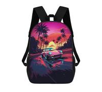 sinyumoney Neon Sunset Road Trip Rucksack Wasserabweisender Reiserucksack Computertasche Für Campus Outdoor Reisen Sport 17inch
