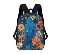 sinyumoney Parrot in Floral Paradise Rucksack, Schulrucksack, Business-Rucksack, Strapazierfähiger Laptoprucksack Für Campus, Outdoor-Aktivitäten, Reisen Und Sport 17inch