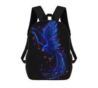 sinyumoney Phoenix Bird Blue Schulrucksack, 3D-gedruckter Kinderrucksack Für Jungen Und Mädchen, Schulrucksack, Reiserucksack 17inch