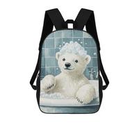 sinyumoney Polar Bear Bath Time Kinderrucksack Mädchen 3D Schultaschen Kinder 17 Zoll Rucksack Kleinkind Schulrucksack, Freizeitrucksack Modische Schultasche