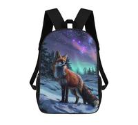 sinyumoney Red Fox Northern Lights Modischer Rucksack, Wasserdichter Freizeitrucksack Für Damen, Herren Und Teenager 17inch