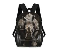 sinyumoney Rhino Fitness Gym Workout Modische Rucksäcke, 3D-gedruckt 17inch Schulranzen Für Kinder, Jungen, Grund- Und Mittelschüler