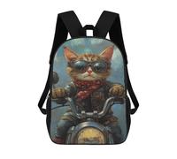 sinyumoney Rider Cat Biker Style -4 Kinderrucksäcke 17inch Schulrucksack 3D-gedruckte Tasche Büchertasche Für Kinder Reiserucksäcke Jungen Mädchen Büchertaschen Kinder Schultasche