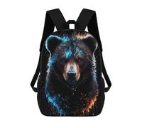 sinyumoney Rucksack Für Jungen Und Mädchen, 3D-Druck Flaming Bear Portrait Artwork Schulrucksack, Grundschulrucksack, Freizeitrucksack, Reiserucksack, Laptop-Tagesrucksack 17inch