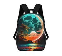sinyumoney Rucksack Für Jungen Und Mädchen, 3D-Druck Moonlit Beach Paradise Schulrucksack, Grundschulrucksack, Freizeitrucksack, Reiserucksack, Laptop-Tagesrucksack 17inch