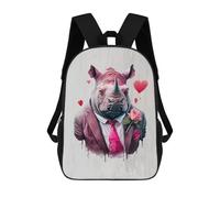 sinyumoney Rucksack für Kinder, 3D-Druck, Schultasche, Studentenrucksack, modisch und leicht, für Schule, College und Reisen, Gangster Rhino Funny, 17"
