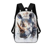 sinyumoney Rucksack mit 3D-Druck für Kinder, Smiling, Alligator, wasserfest, Tagesrucksack, Schultasche, modischer Rucksack, lässig, für Schüler und Schulkinder, White Rhino Watercolor, 17"