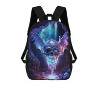 sinyumoney Rucksack Ronaldo, Kinderrucksack, Schulranzen, Büchertasche, 3D-Druck, für Jungen und Mädchen, Crystal Bat Skull, 17"