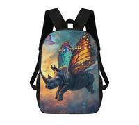 sinyumoney Rucksäcke Flying Rhino With Wings Kinder-Schulrucksack Schultasche 3D-gedruckte Schultaschen Für Jungen Grund- Und Mittelschüler 17inch