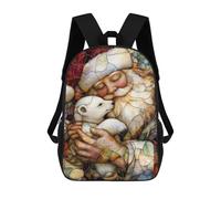 sinyumoney Santa And Polar Bear Stain 3D-gedruckter Schulrucksack Für Kinder, Modischer Freizeitrucksack Für Die Schule, Geräumiger Reiserucksack Für Kinder 17inch