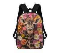 sinyumoney Schulrucksack für Kinder, 3D-Druck, Cool Wild Bald Eagle, Sport-Rucksack für Jungen und Mädchen, modischer Rucksack, Giraffe, Blumen, Kunst, 17"