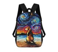 sinyumoney Schulrucksack für Kinder, 3D-Druck, Sleeping Giraffe in Tropical Paradise, Sport-Rucksack für Jungen und Mädchen, modischer Rucksack, Dog Starry Night Beagle, 17"