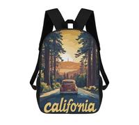 sinyumoney Schulrucksack Für Schüler California Road Trip Kinder-Schulrucksack, 3D-gedruckter Modischer Reiserucksack, Jungen-Schultasche 17inch