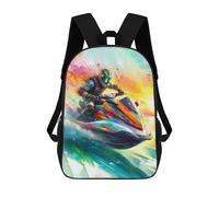 sinyumoney Schulrucksack Für Schüler Jet Ski Rider Kinder-Schulrucksack, 3D-gedruckter Modischer Reiserucksack, Jungen-Schultasche 17inch