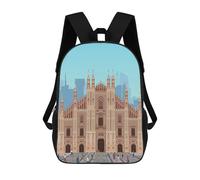 sinyumoney Schulrucksack Für Schüler Milan Travel Print Kinder-Schulrucksack, 3D-gedruckter Modischer Reiserucksack, Jungen-Schultasche 17inch