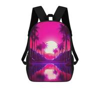 sinyumoney Schulrucksack mit 3D-Druck für Kinder, großer Blitz, große Kapazität, Reisetasche, modischer Rucksack für Kinder, lässiger Rucksack, Serene Synthwave Paradise, 17"