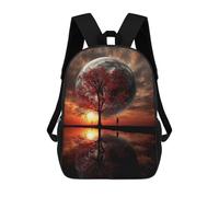 sinyumoney Silhouette Tree And Giant Moon Kinder-Schulrucksack (43 Cm) Mit 3D-gedruckten Anime-Motiven - Ideal Für Reisen, Reisen Und Als Schultasche