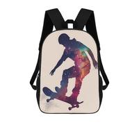 sinyumoney Skate Galaxy Silhouette Schulrucksack, Arbeitsrucksack, Laptop-Rucksack, Rucksacktasche Für Teenager, Mädchen, Jungen, Frauen, Männer 17inch