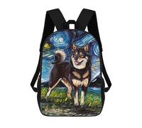 sinyumoney Sleeping Giraffe in Tropical Paradise Schulrucksack für Mädchen und Jungen, Rucksack mit Tasche, modischer Rucksack für Kinder, Dog Starry Night Shiba Inu, 17"