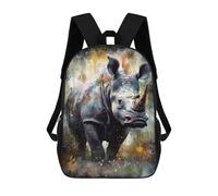 sinyumoney Sport Neon Football Rucksack für Kinder, Schulrucksack, 3D-Druck, modische Schulrucksäcke für Grund- und Mittelschule, Rhino Wasserfarben, 17"