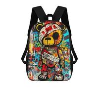sinyumoney Street Art Teddy Bear Graffiti Kinderrucksäcke, 3D-personalisierte Schulrucksäcke Für Jungen Und Mädchen, Große Schulrucksäcke, Freizeitrucksack 17inch