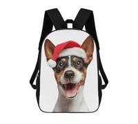 sinyumoney Toy Fox Terrier Dog with Santa Hat Leichter Schulrucksack, Schultasche, Tagesrucksack, Schulrucksack Für Mädchen Und Teenager 17inch