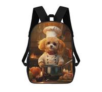 sinyumoney Toy Poodle Chef 3D-gedruckter Schulrucksack Für Kinder, Modischer Freizeitrucksack Für Die Schule, Geräumiger Reiserucksack Für Kinder 17inch