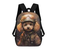 sinyumoney Toy Poodle Soldier Rucksack Schulrucksack Reiserucksack College-Rucksack Rucksäcke Für Camping, Outdoor-Abenteuer Und Den Täglichen Gebrauch 17inch