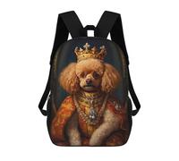 sinyumoney Toy Poodle The King Schulrucksack Für Jungen Und Mädchen, Freizeit-Sportrucksack, Tagesrucksack, Grundschulrucksack Mit Großem Fassungsvermögen 17inch