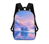 sinyumoney Van on Frozen Lake Kinderrucksack, 3D-gedruckter Schulrucksack, Rucksack Für Jungen Und Mädchen, Verstellbarer Schulrucksack Für Die Grundschule 17inch
