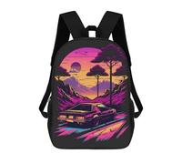 sinyumoney Vibrant Retro Road Trip Kinder-Schulrucksack, 3D-gedruckte Rucksäcke, Modische Schulrucksäcke Für Jungen, Grund- Und Mittelschüler 17inch