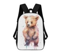 sinyumoney Watercolor Baby Bear Cub Schulrucksack, Modischer Schreibwarenrucksack, Wasserdichter Freizeitrucksack Für Campus, Outdoor-Aktivitäten, Reisen Und Sport 17inch