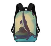 sinyumoney Whale, Turtle, And Island Rucksack Schulrucksack Freizeitrucksack Schul-Arbeits-Reisetasche Für Mädchen, Teenager-Mädchen 17inch
