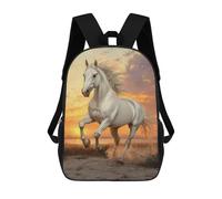 sinyumoney White Horse Running at Sunset Rucksack Schulrucksack Freizeitrucksack Tagesrucksack Schul-Arbeits-Reiserucksack Für Männer, Frauen Und Teenager 17inch