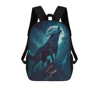sinyumoney Wolf Howling at Moon Rucksack Schulrucksack Freizeitrucksack Schul-Arbeits-Reiserucksack Für Jungen/Mädchen/Teenager 17inch