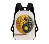 sinyumoney Yin Yang Smiley Face Sphere Schulrucksack, 3D-gedruckter Kinderrucksack Für Jungen Und Mädchen, Schulrucksack, Reiserucksack 17inch