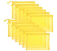 Sinzip 12 Stück Reißverschluss-Nylon-Netzbeutel, Netz-Kosmetiktasche, Make-up-Tasche, Federmäppchen, Mehrzweck-Reisetaschen für Kosmetik, Schule, Bürobedarf und Reisezubehör, gelb, A5