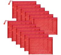 Sinzip 12 Stück Reißverschluss-Nylon-Netzbeutel, Netz-Kosmetiktasche, Make-up-Tasche, Federmäppchen, Mehrzweck-Reisetaschen für Kosmetik, Schule, Bürobedarf und Reisezubehör (Rot, A5)