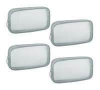 Sinzip 4 Stück Mini-Reißverschluss-Nylon-Netzbeutel, Netz-Kosmetiktasche, Make-up-Tasche, Mehrzweck-Reise-Kulturbeutel für Bürobedarf und Reisezubehör, GRAU, M, Nylon-Netztasche