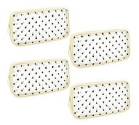 Sinzip 4 Stück Mini-Reißverschluss-Nylon-Netzbeutel, Netz-Kosmetiktasche, Make-up-Tasche, Mehrzweck-Reise-Kulturbeutel für Bürobedarf und Reisezubehör, Herz-Aufdruck, Beige, Medium