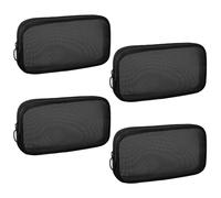 Sinzip 4 Stück Mini-Reißverschluss-Nylon-Netzbeutel, Netz-Kosmetiktasche, Make-up-Tasche, Mehrzweck-Reise-Kulturbeutel für Bürobedarf und Reisezubehör, Schwarz, M, Nylon-Netztasche