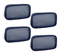 Sinzip 4 Stück Mini-Reißverschluss-Nylon-Netzbeutel, Netz-Kosmetiktasche, Make-up-Tasche, Mehrzweck-Reise-Kulturbeutel für Bürobedarf und Reisezubehör, Marineblau, M, Nylon-Netztasche