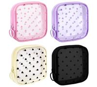 Sinzip 4 Stück Mini-Reißverschluss-Nylon-Netzbeutel, Netz-Kosmetiktasche, Make-up-Tasche, Mehrzweck-Reise-Kulturbeutel für Bürobedarf und Reisezubehör, Mehrfarbig 01, Small